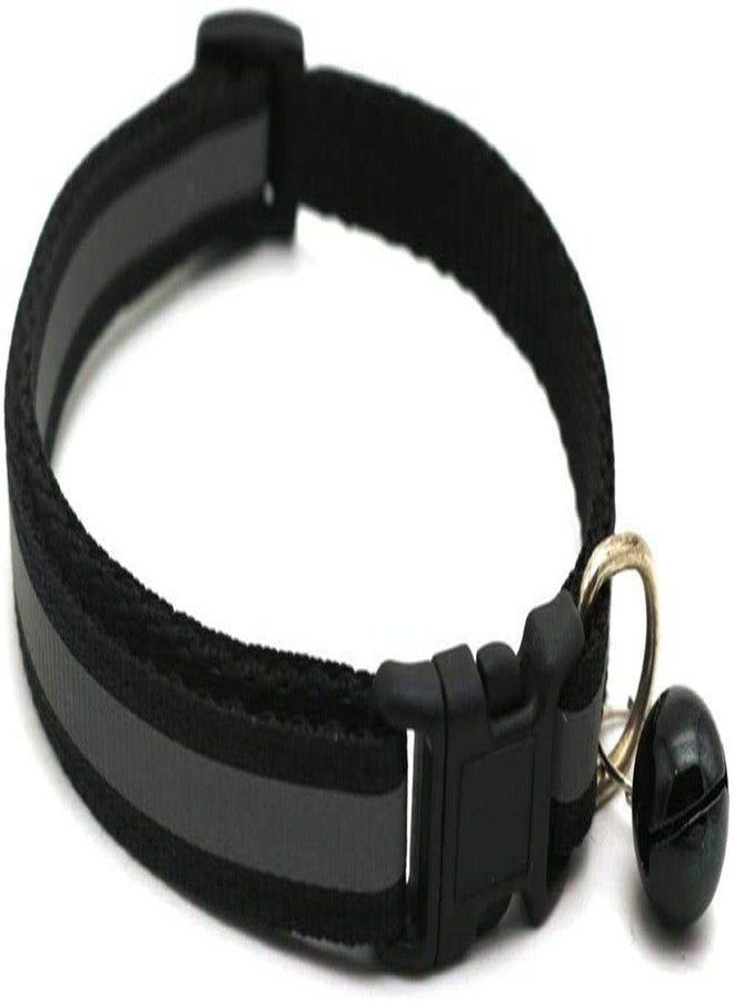 Pet Guard Nylon Reflective Cats Collar with Bell - Black - Image 1